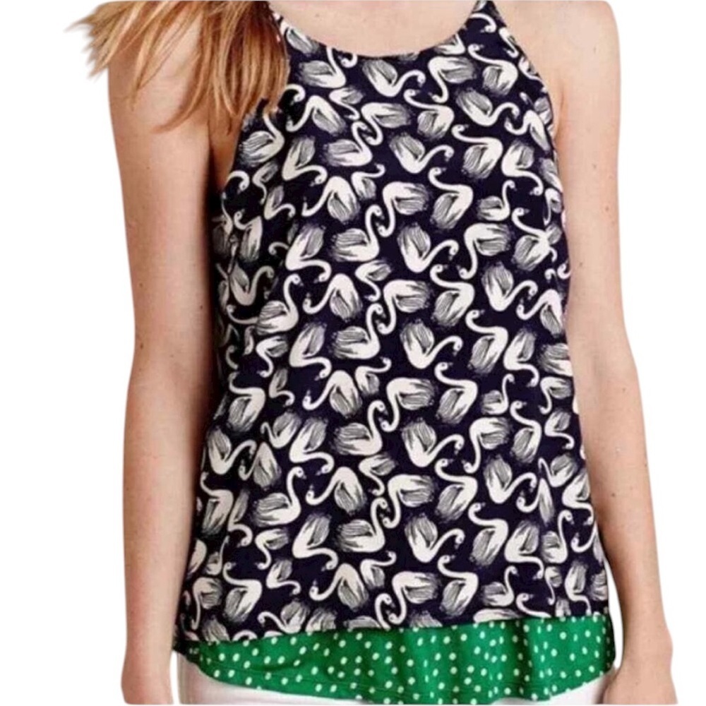 Anthropologie Porridge Swan Navy Sleeveless Top Size Medium